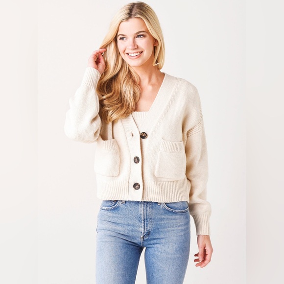 A.L.C. Cream Button-Up Cardigan - Picture 1 of 8